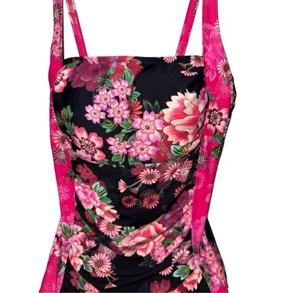 JOHNNY WAS PINK FLORAL RUCHED ONE PIECE. - RETAIL $198 - Picture 12 of 16